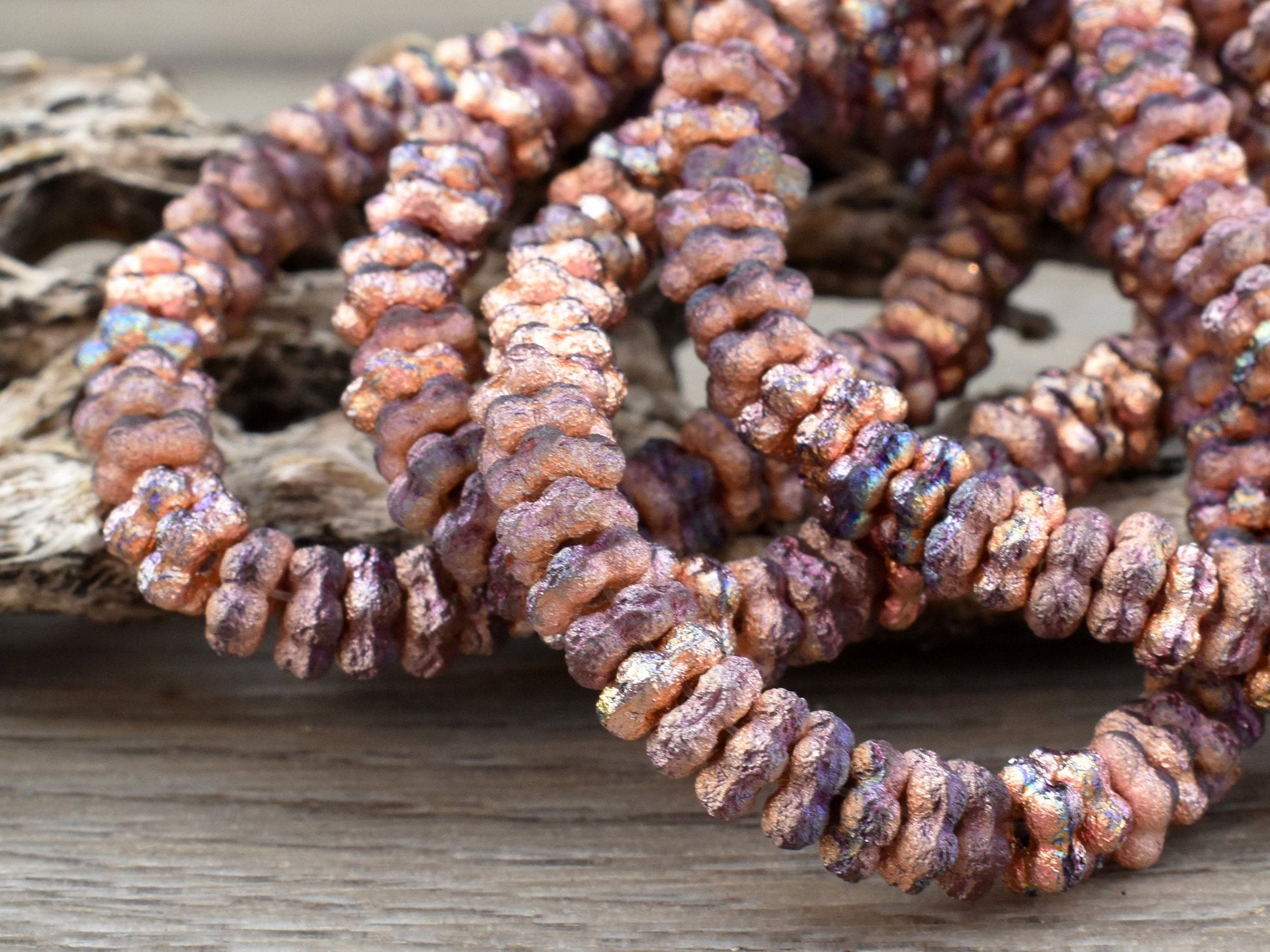 KISSITTY 100pcs Wavy Spacer Beads - 9mm Red Copper Tibetan Style Disc Beads For Jewelry Making