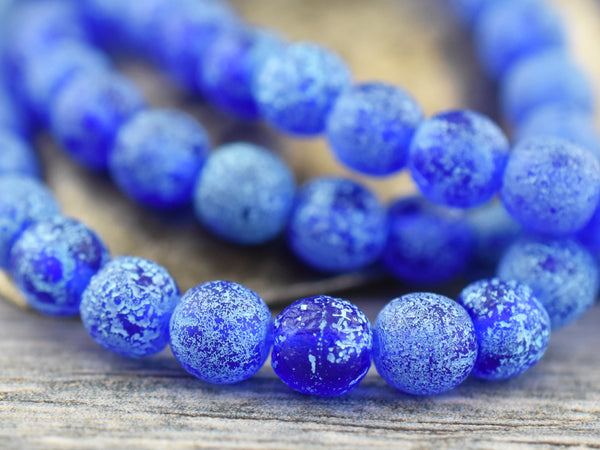 Czech Glass Beads - Round Beads - 6mm Beads - Etched Beads - Picasso Beads - Druk Beads - 6mm - 30pcs - (2936)