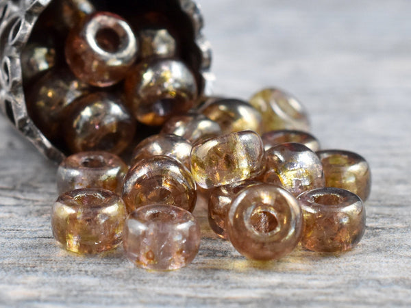 Matubo Beads - Czech Glass Beads - Large Hole Beads - Seed Beads - Picasso Beads - 2/0 Beads - Size 2 Beads - 6x4mm - 10 grams (B342)