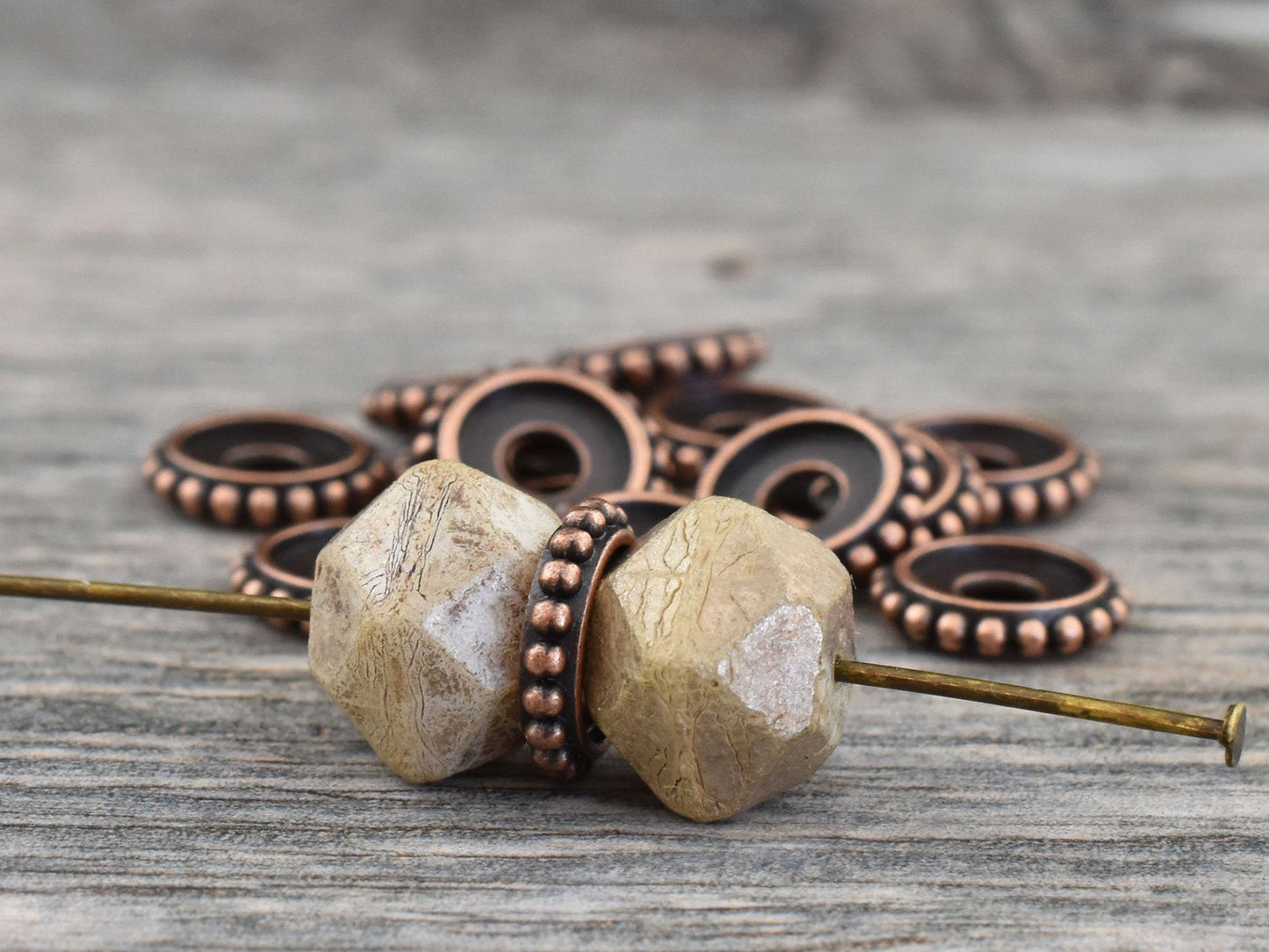*50* 10x2mm Antique Copper Bali Style Rondelle Spacer Beads