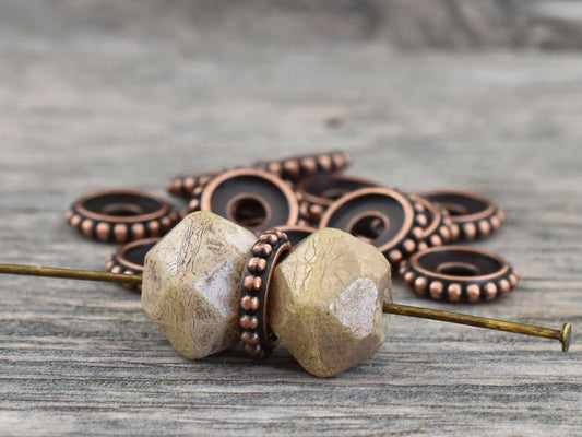 *50* 10x2mm Antique Copper Bali Style Rondelle Spacer Beads