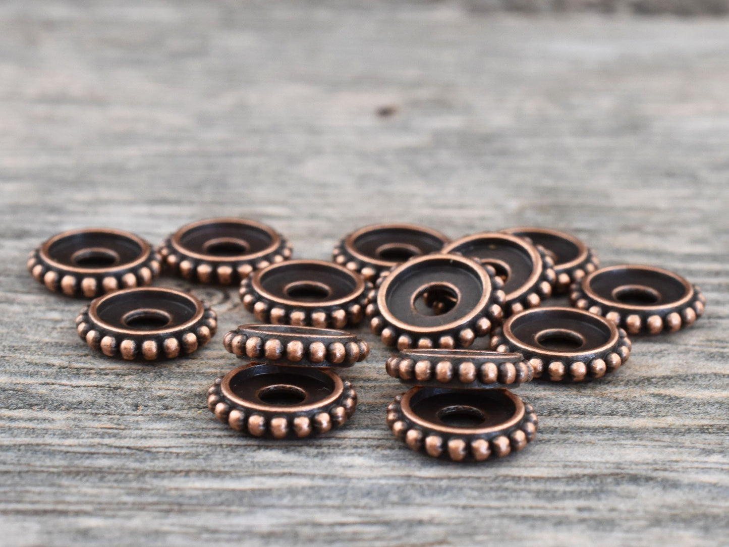 *50* 10x2mm Antique Copper Bali Style Rondelle Spacer Beads