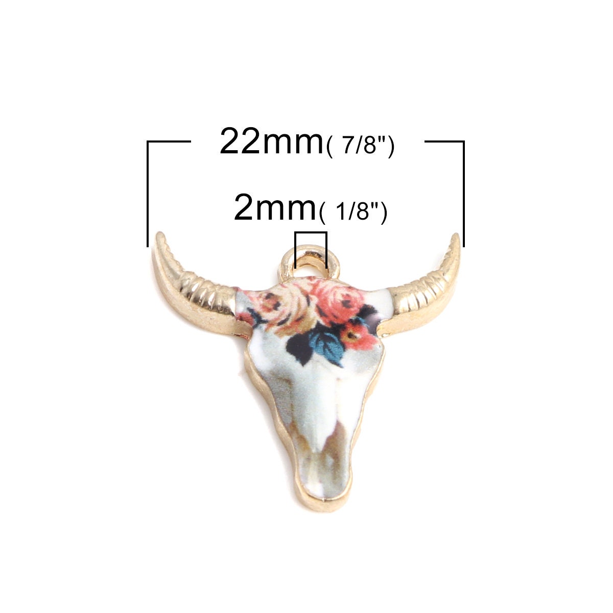 *10* 22x21mm Floral Enamel Cow Head Charms #1