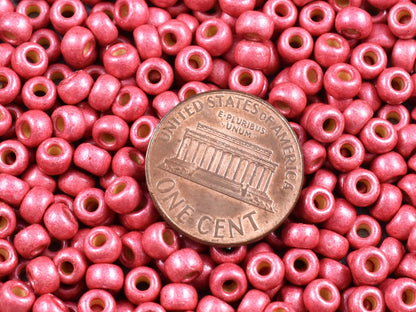 Size 6 Seed Beads - Miyuki 6-4211F - Size 6 Beads - Size 6/0 - Matte Light Cranberry DuraCoat - 15 grams (887)