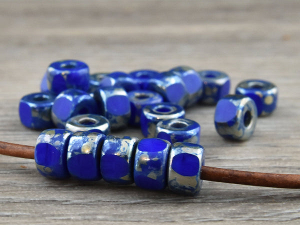 Czech Glass Beads - Matubo Beads - Picasso Beads - Large Hole Beads - Seed Beads - 2/0 Beads - Size 2 Beads - 6x4mm - 10 grams (713)