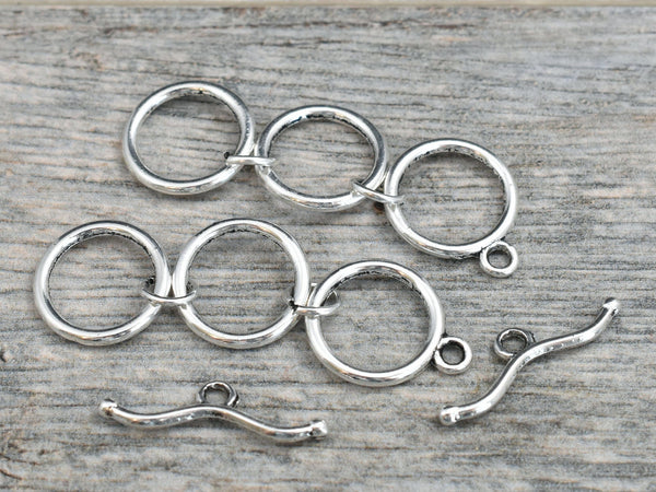 *6* 47x15mm Silver Adjustable Ring Toggle Clasps