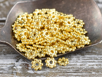 *250* 4mm Gold Daisy Spacer Beads