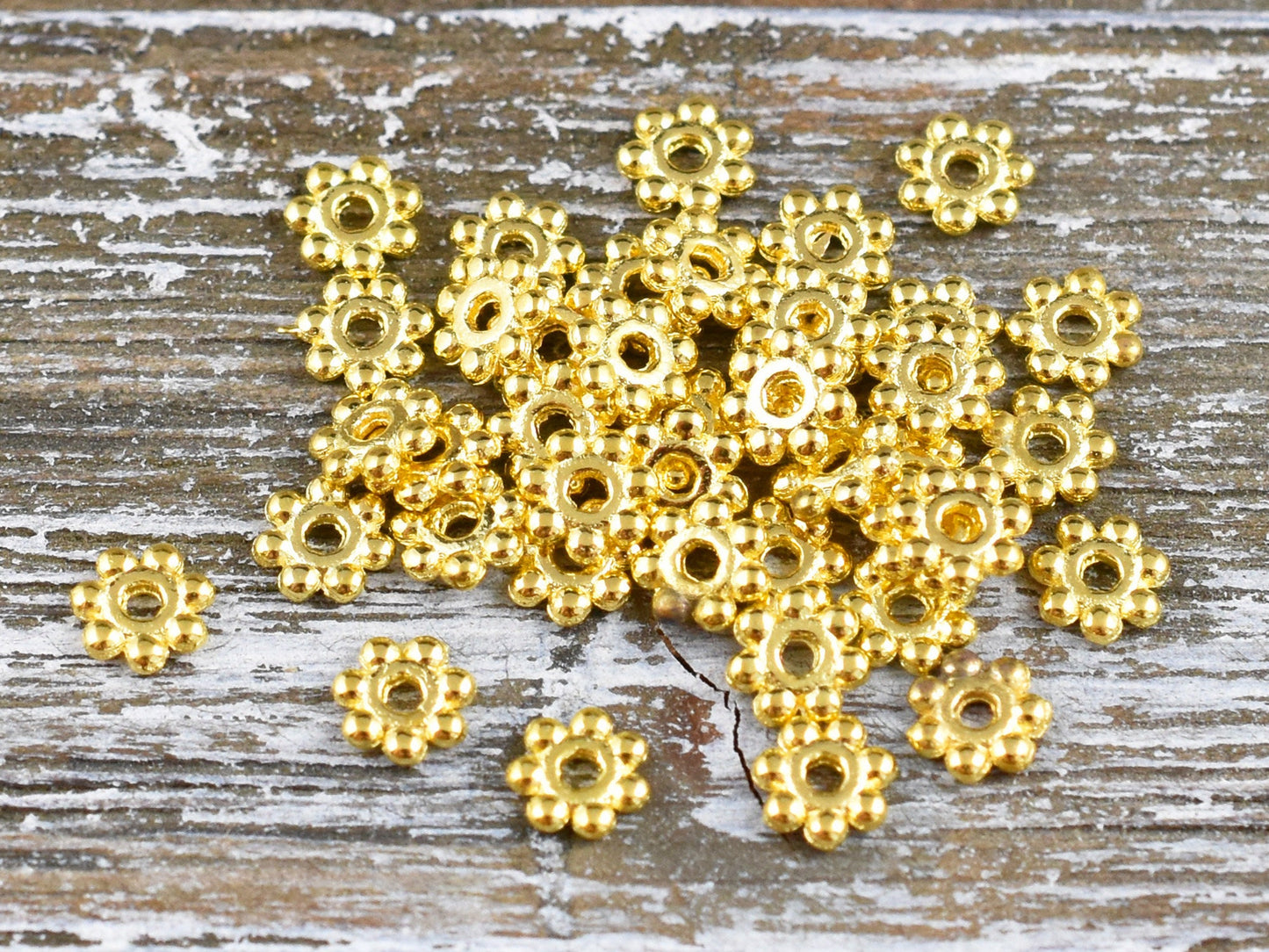 *250* 4mm Gold Daisy Spacer Beads
