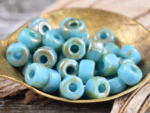 Czech Glass Beads - Matubo Beads - Large Hole Beads - 2/0 Beads - Seed Beads - Size 2 Beads - 6x4mm - 10 grams (959)