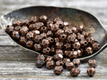 *300* 4x3mm Antique Copper Faceted Oval Spacer Beads