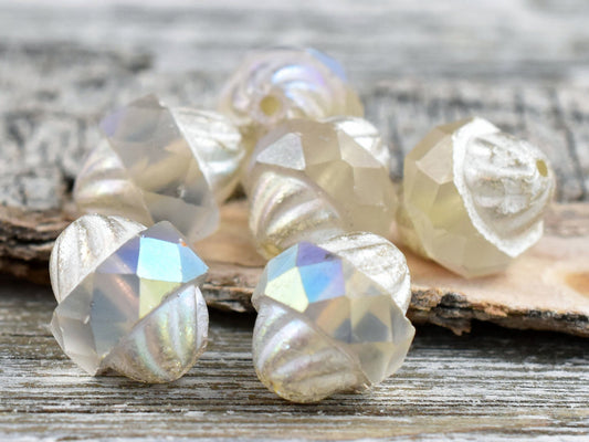 Czech Glass Beads - Cathedral Beads - Turbine Beads - Fire Polish Beads - 11x10mm - 6pcs (4980)