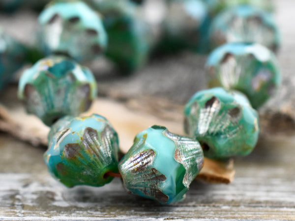 Picasso Beads - Czech Glass Beads - Baroque Bicone Beads - Czech Glass Bicone - Lantern Bicone - 6pcs - 11x10mm - (4175)