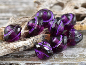 *15* 8x10mm Purple Washed Grape Saturn Beads