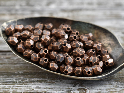 *300* 4x3mm Antique Copper Faceted Oval Spacer Beads