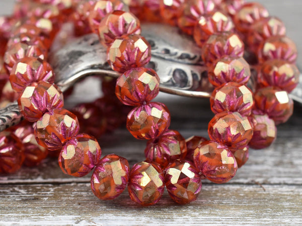 Czech Glass Beads - Rondelle Beads - Fire Polished Beads - Cruller Rondelle - 6x9mm - 10pcs - (6112)