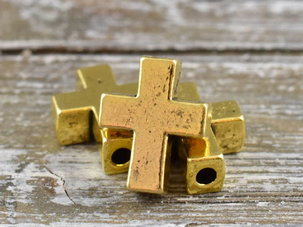 *10* 15x12mm Antique Gold Cross Beads