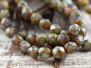 Picasso Beads - Czech Glass Beads - Fire Polished Beads - 6mm Beads - Round Beads - 25pcs - (3658)