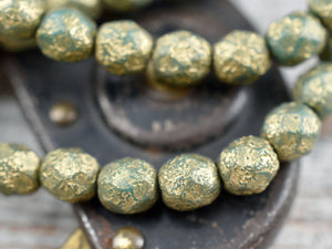 Picasso Beads - Etched Beads - Czech Glass Beads - Fire Polish Beads - Round Beads - 6mm - 25pcs - (3793)