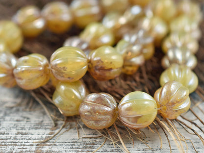 Picasso Beads -  Melon Beads - Czech Glass Beads - Round Beads - Bohemian Beads - Choose from 10mm or 12mm