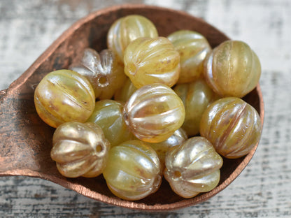 Picasso Beads -  Melon Beads - Czech Glass Beads - Round Beads - Bohemian Beads - Choose from 10mm or 12mm