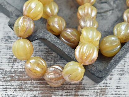 Picasso Beads -  Melon Beads - Czech Glass Beads - Round Beads - Bohemian Beads - Choose from 10mm or 12mm
