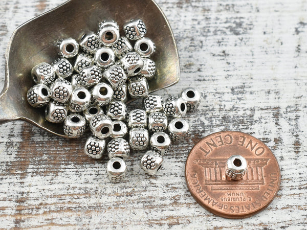 *250* 4mm Antique Silver Barrel Spacer Beads