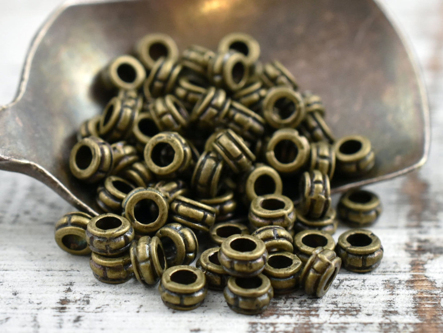 *500* 4x2mm Antique Bronze Large Hole Rondelle Spacer Beads