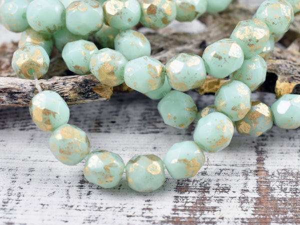 Fire Polished Beads - Czech Glass Beads - Round Beads - Czech Beads - Mint Green - Choose from 4mm or 6mm