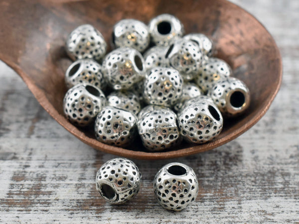 Metal Beads - Large Hole Beads - Spacer Beads - 7mm Spacer Bead - Silver Spacers - Metal Spacers - 20pcs - (5117)