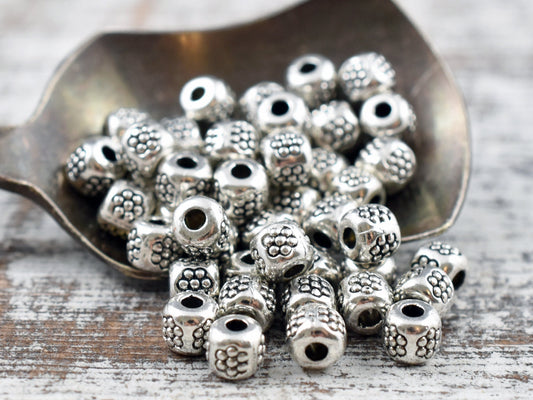 *250* 4mm Antique Silver Barrel Spacer Beads