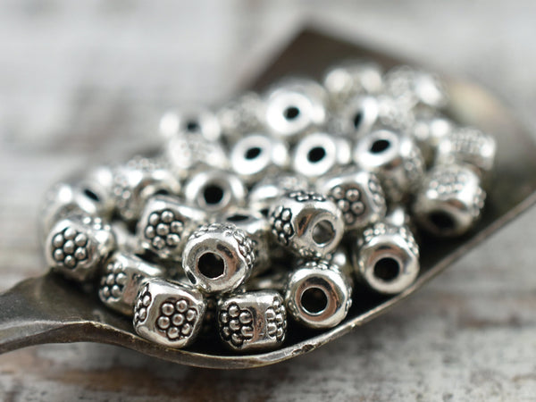 *250* 4mm Antique Silver Barrel Spacer Beads