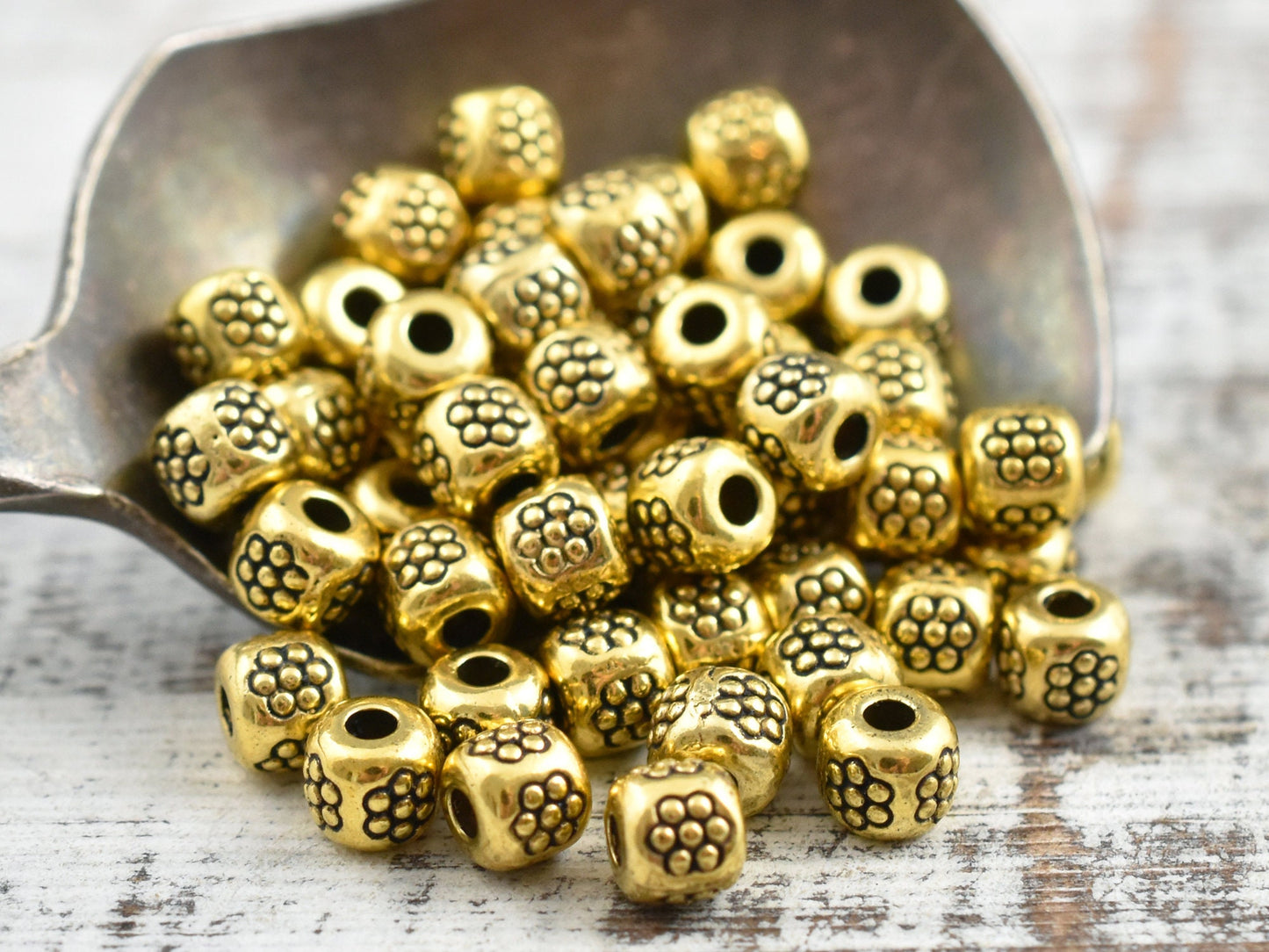 *250* 4mm Antique Gold Barrel Spacer Beads