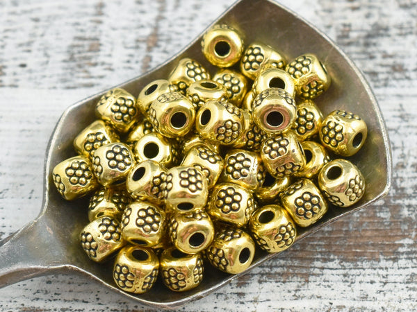 *100* 4mm Antique Gold Barrel Spacer Beads