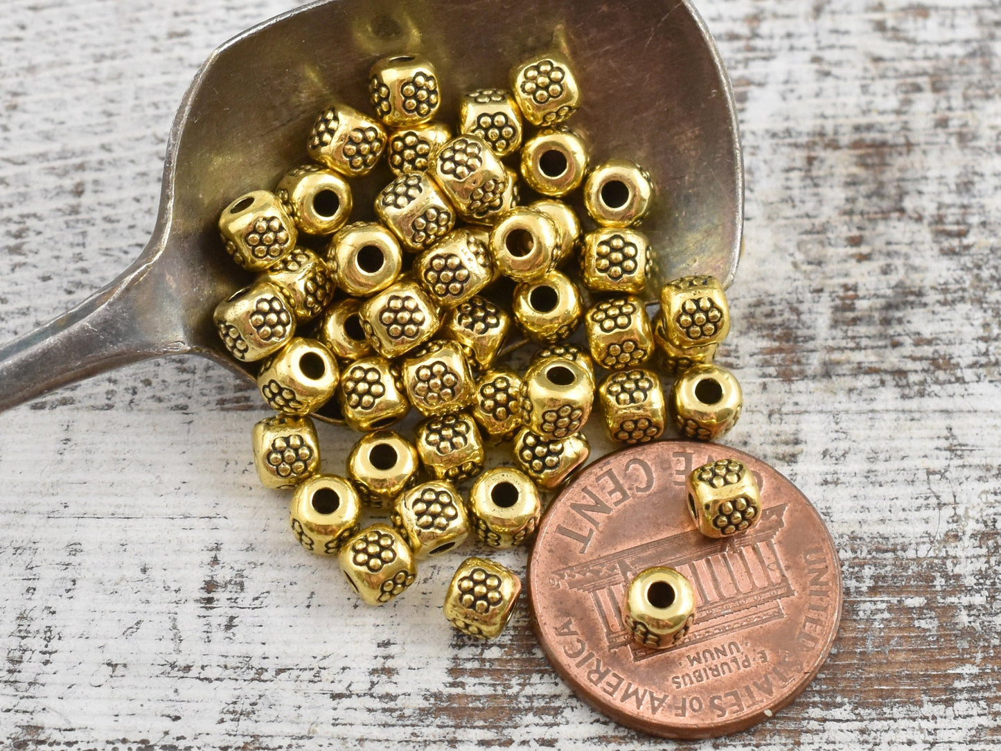 *250* 4mm Antique Gold Barrel Spacer Beads