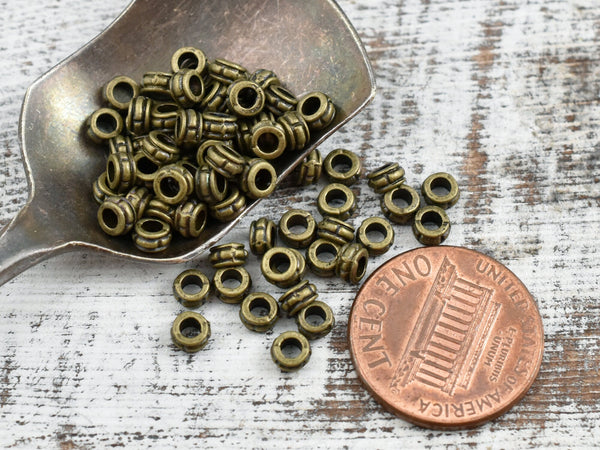 *500* 4x2mm Antique Bronze Large Hole Rondelle Spacer Beads