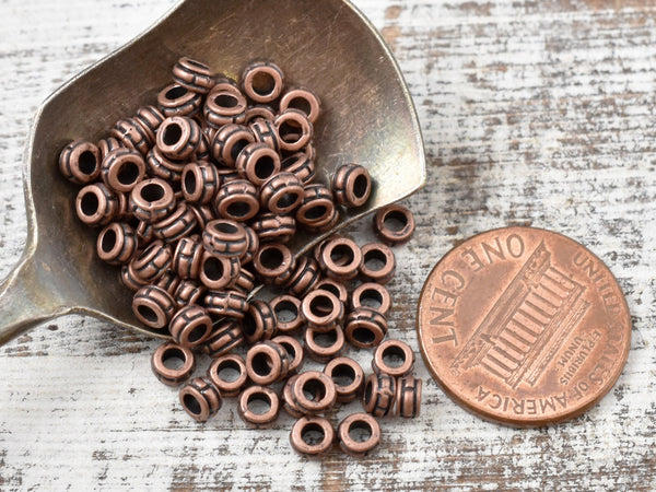 *500* 4x2mm Antique Copper Large Hole Rondelle Spacer Beads