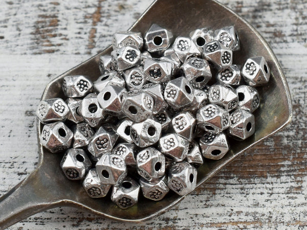 *250* 4mm Antique Silver Wedged Spacer Beads