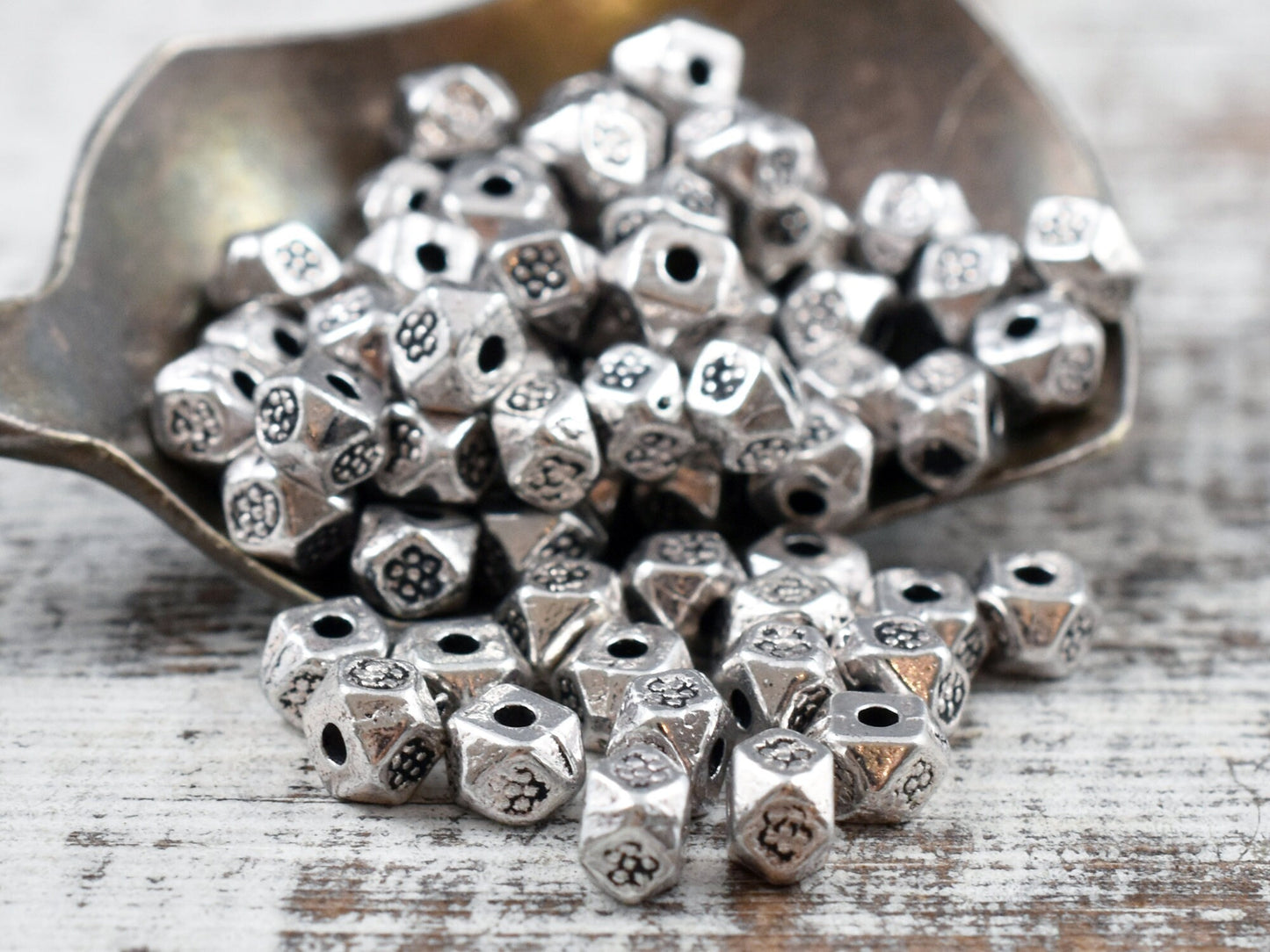 *250* 4mm Antique Silver Wedged Spacer Beads