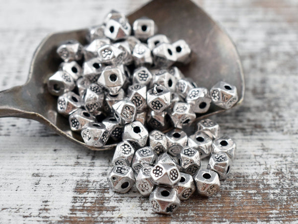 *250* 4mm Antique Silver Wedged Spacer Beads