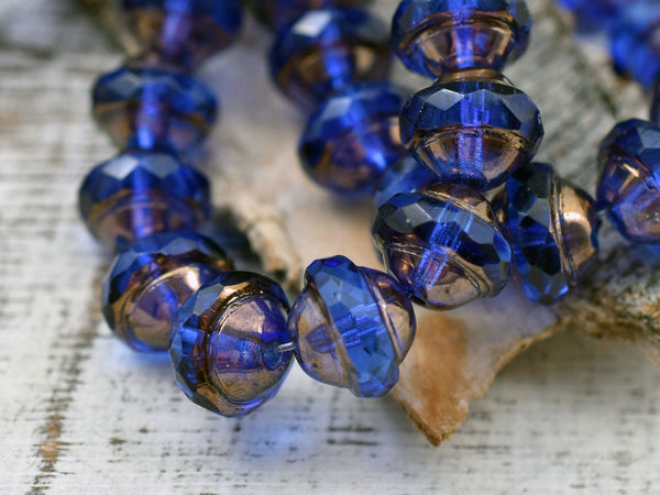 Picasso Beads - Czech Glass Beads - Saturn Beads - Saucer Beads - Planet Beads - Cobalt Blue - UFO - 10pcs - 8x10mm - (B553)