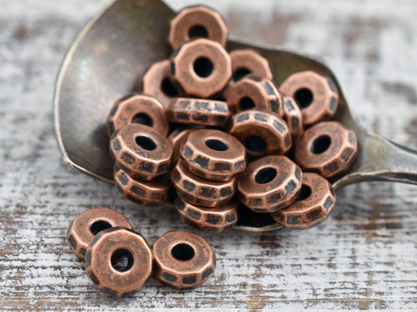 *50* 8x3mm Antique Copper Faceted Rondelle Beads