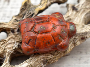 Czech Glass Beads - Turtle Beads - Picasso Beads - Tortoise Beads - 19x14mm - 2pcs - (6003)