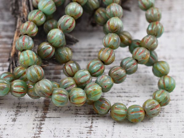 4mm - Picasso Beads - Czech Glass Beads - Melon Beads - Round Beads - Fluted Beads - 4mm Beads - 50pcs - (483)