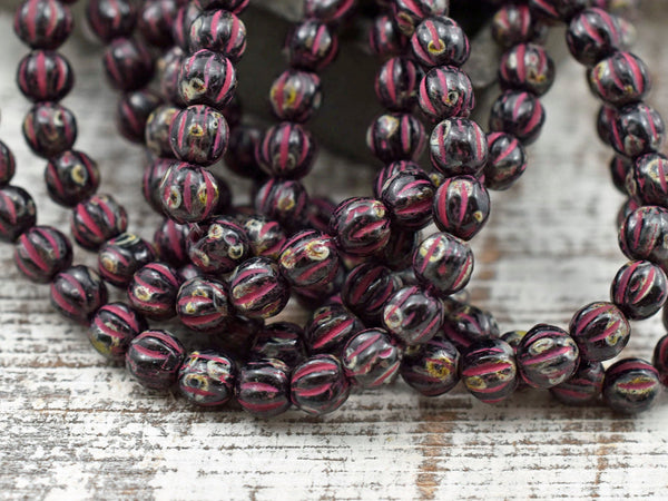 Czech Glass Beads - Melon Beads - Picasso Beads - 4mm Beads - Melon Beads -  Round Beads - 50pcs - (4204)