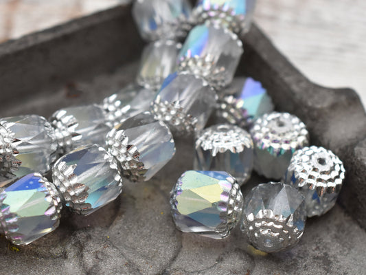 Czech Glass Beads - Cathedral Beads - Fire Polish Beads - Crystal Apollo - 6mm, 8mm, or 10mm