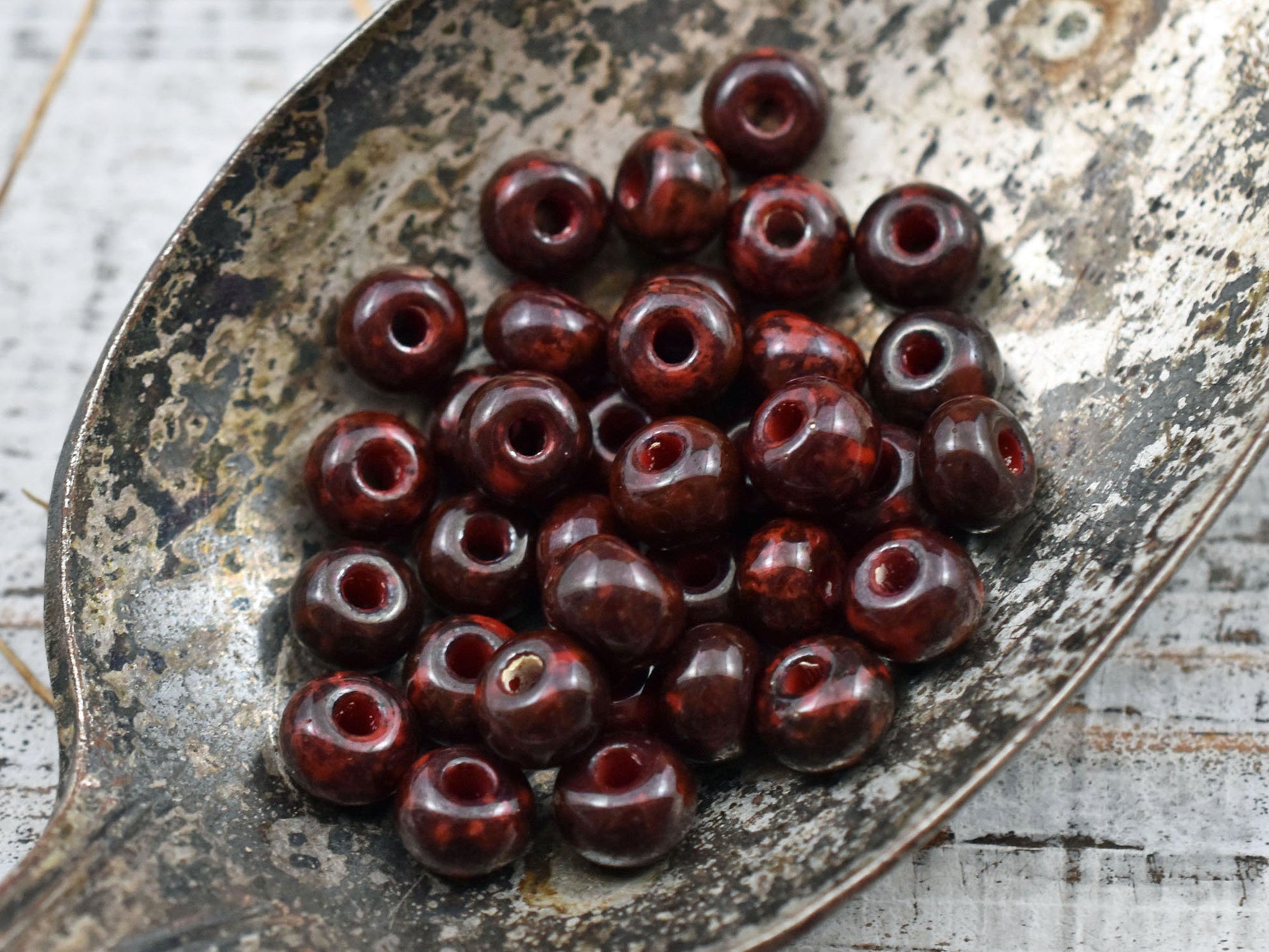 Picasso Sead Beads - Czech Glass Beads - Size 2 Beads - 2/0 Beads - Large Hole Beads - 6x4mm - 15 grams (3711)