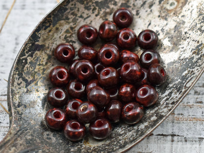 Picasso Sead Beads - Czech Glass Beads - Size 2 Beads - 2/0 Beads - Large Hole Beads - 6x4mm - 15 grams (3711)