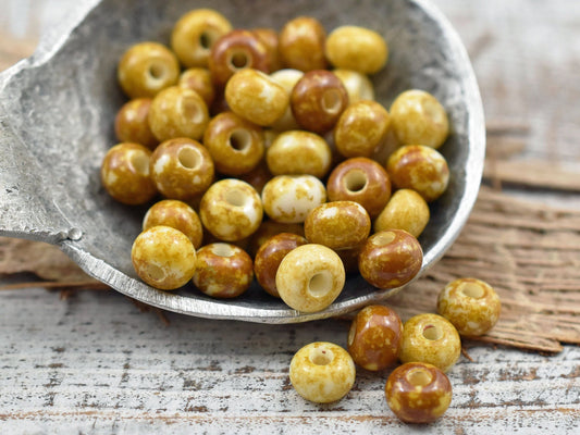 Picasso Beads - Czech Glass Beads - Seed Beads - Size 2 Beads - 2/0 Beads - Large Hole Beads - 6x4mm - 15 grams (2423)