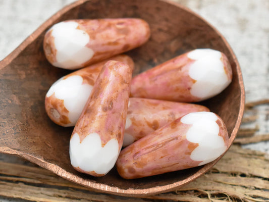 Picasso Beads - Czech Glass Beads - Teardrop Beads - Czech Drop Beads - Chunky Beads - Vertical Teardrop - 19x9m - 2pcs (2690)