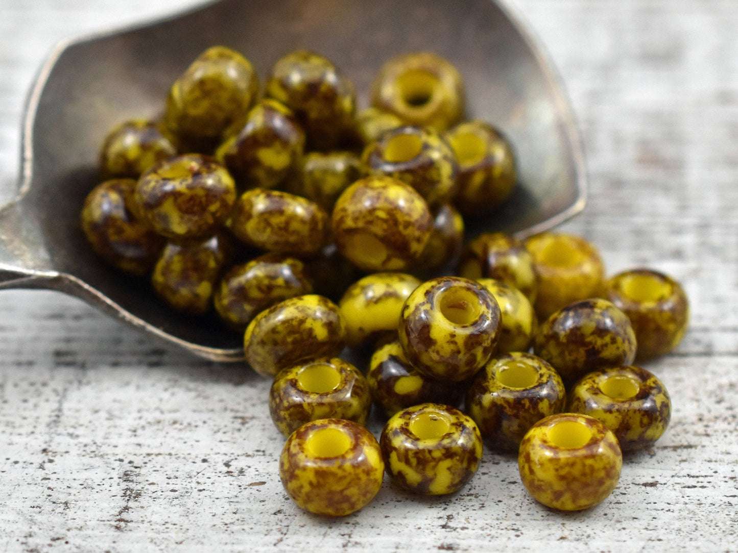 Picasso Beads - Czech Glass Beads - Seed Beads - Size 2 Beads - 2/0 Beads - Large Hole Beads - 6x4mm - 15 grams (3309)